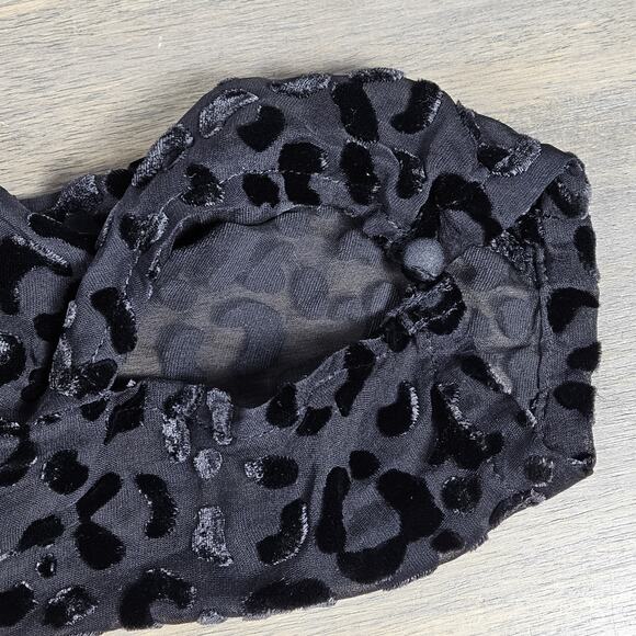 Boden Velvet Burnout Leopard Midi Dress Keyhole Neck Long Sleeve Black 8 Silk - Picture 9 of 11